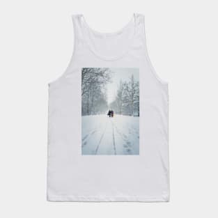 women walks the snowy street Tank Top